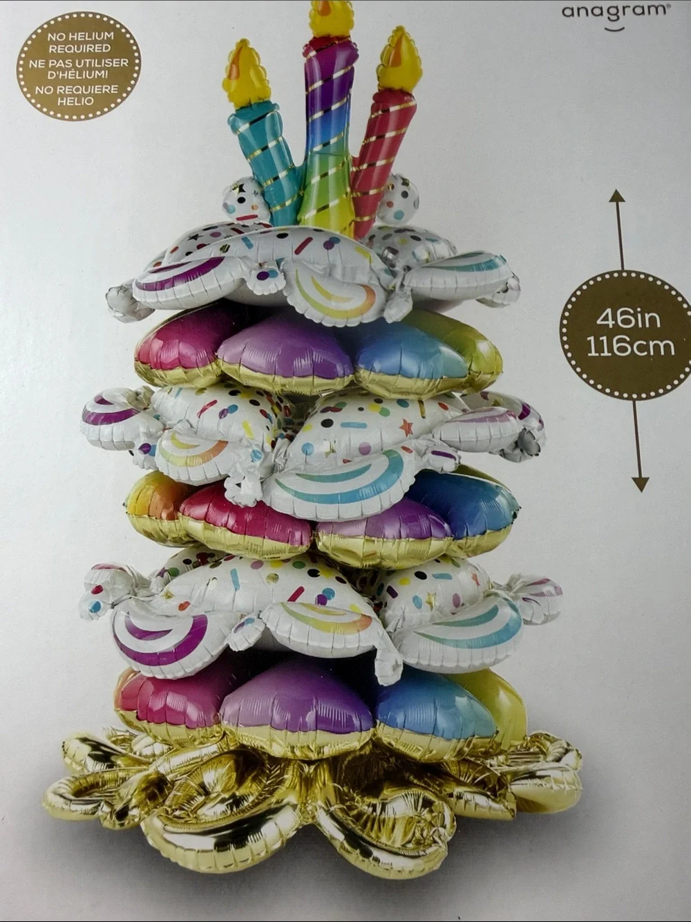 Multicolor Birthday Cake Decorative Balloon Stack